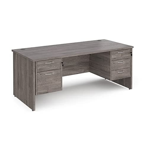 Image of Mr Office Maestro 25 straight desk 800mm deep with 2 and 3 drawer pedestals - panel end leg, Grey oak, 1800
