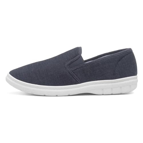 Image of Hobos Mens Navy Slip On Twin Gusset Canvas Shoe - Size 9 UK - Blue