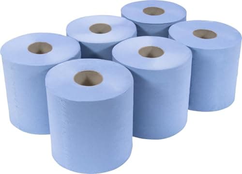 Image of Centrefeed Blue Rolls - 2 Ply Heavy Duty Industrial Towels - 150 Metres (Pack of 6)