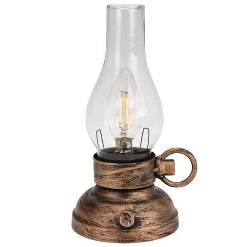Image of Antique Style Battery Operated Dimmable LED Lantern ~ Stunning Decorative Metal Light