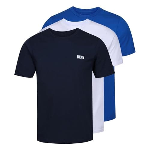 Image of DKNY Mens 3 Pack Short Sleeve T-Shirt Navy/White/Blue XL