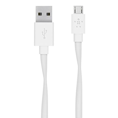 Image of Belkin 1.8 m Flat USB to Micro-USB Charge and Sync Cable - White