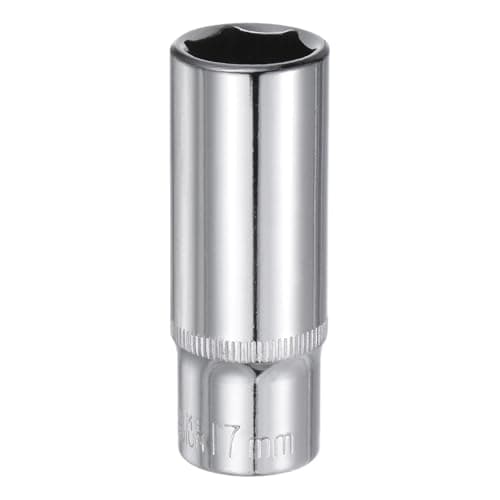 Image of sourcing map 6-Point Socket 3/8" Drive 17mm Deep 2.44" Length 45# Steel Metric Square Drive Sockets Polishing Chromed Sockets for Car Repair Mechanical Maintenance Home Use