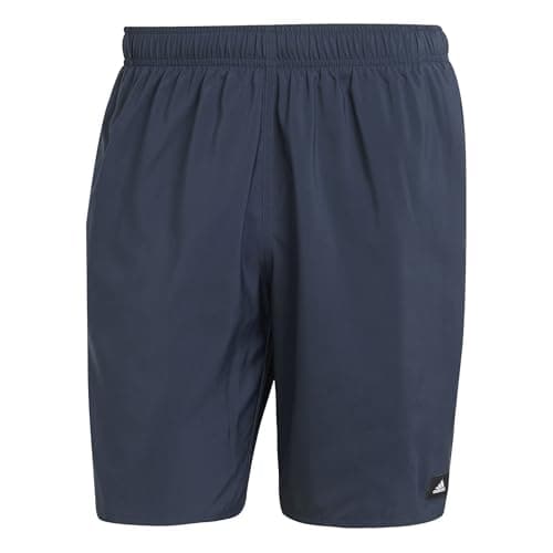 Image of adidas Men's Solid CLX Classic-Length Swim Shorts, Aurora Ink/Black, S