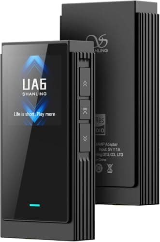 Image of SHANLING UA6 Headphone Amplifier, Portable USB DAC Amp for Android/iOS/Mac/Windows, 3.5/4.4mm/SPDIF Output, CS43131x4 DAC, 768kHz/32bit DSD512, 1.3IN Display, Up to 361mW@32Ω Output (Black)