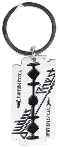 Image of Judas Priest Keyring British Steel Razor Band Logo Official Grey One Size