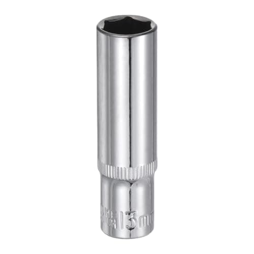 Image of sourcing map 6-Point Socket 3/8" Drive 13mm Deep 2.44" Length 45# Steel Metric Square Drive Sockets Polishing Chromed Sockets for Car Repair Mechanical Maintenance Home Use