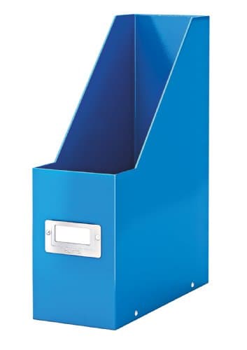 Image of Leitz Magazine File Holder, A4, Cardboard Document Storage Box with Label, Foldable with Label, for Home, Office & School, Click and Store Range 60470036 - Blue