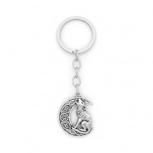 Image of VEOWOO Wolf Keyring – Animal Keychain Bag Charms for Women with Crescent Moon and Wolf, Gothic Key Rings Gifts for Wolf Lovers, Women, Friends