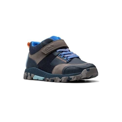Image of Clarks Steggy 2 Glow K Navy Leather Kids Toddler Boys Boots 7901-77G