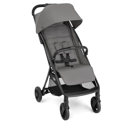 Image of Graco MyyLite Compact Stroller/Pushchair with Raincover - Suitable from Birth to Approx. 4 Years (0-22kg). Lightweight at only 5.8kg with a one-Second, one-Hand fold, Steeple Gray Fashion