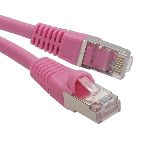 Image of kenable Cat6A SSTP Network Cable RJ45 Ethernet Patch Lead 10 Gigabit LSZH Snagless 0.5m Pink