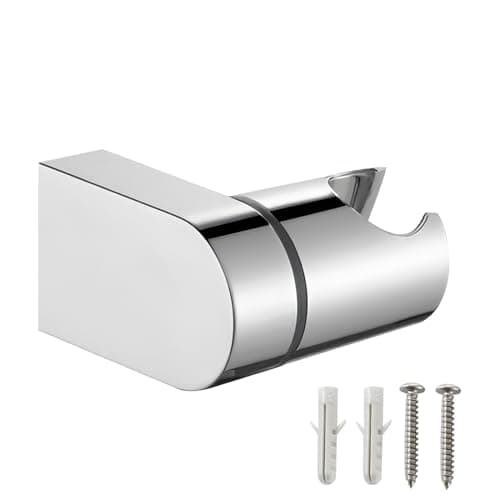 Image of Shower Head Holder Universal, 360° Adjustable Angle Wall Mount Bracket for Handheld Shower, Chrome Plated ABS Fixed Shower Holder Replacement with Screws for Bathroom Installation