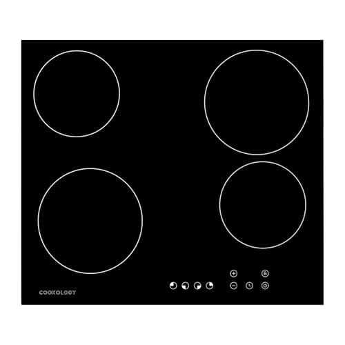 Image of Cookology TCH601 60cm Electric Ceramic Hob Cooktop in Black - 4 Cooking Zones - Built-in Worktop - Touch Controls - With Timer - 9 Heat Levels - Child Lock