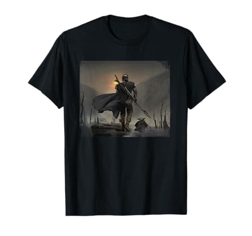Image of Star Wars The Mandalorian and Grogu Walking Epic Painting T-Shirt