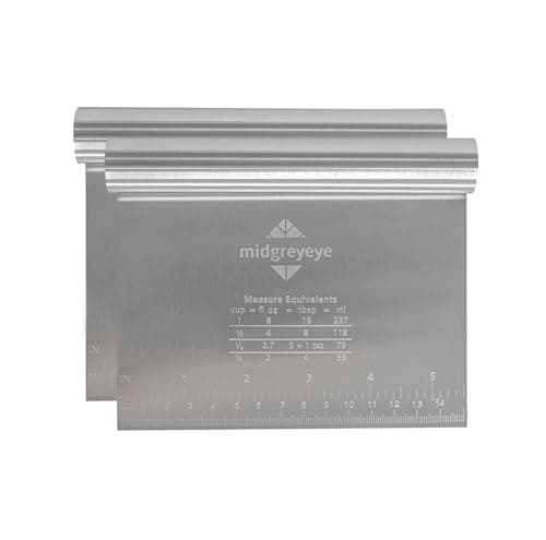 Image of Midgreyeye 2 Pcs Stainless Steel Dough Cutter with Measuring Dough Scraper Bench Scraper Dough Spatula Scraper Kitchen for Cake, Cake, Pizza, Cake, Dough, Baking Utensils(5.9 * 4.9 in)