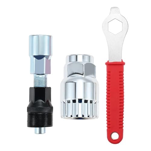 Image of MUXSAM Sliver Bicycle Crank Extractor Puller,Bottom Bracket Remover Crank Arm Remover Spanner/Wrench Repair Tools Kit for Mountain Bike Bicycle MTB Square Threaded Crankset