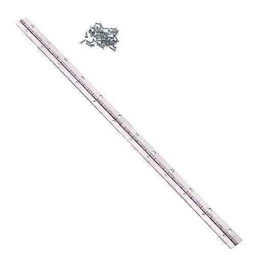 Image of Hoopever Continuous Piano Metal Hinge - 600mm x 25mm x 1mm Stainless Steel, 270 Degree Open, Heavy Duty for Pianos, Cabinets, Doors, Large Windows, Boats - Chrome With Screws