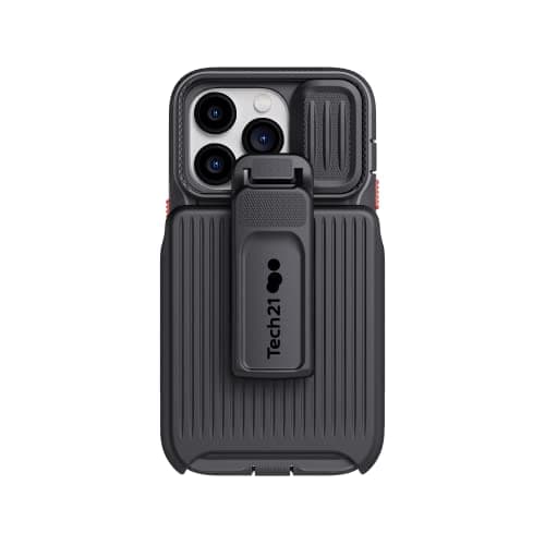 Image of tech21 iPhone 14 Pro Evo Max Compatible with MagSafe Durable, Shock-Absorbing and Rugged Phone Case with Holster and 20ft FlexShock Multi-Drop Protection Black