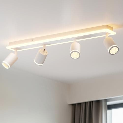 Image of LVWIT Kitchen Lights Ceiling,4 Way Spot Light,Bedroom Lights Ceiling with GU10,Adjustable Black Spotlights Ceiling Lights Rotatable,Modern Ceiling Spots,Spotlight Bar Lighting(NO Bulbs)