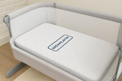 Image of Next 2 Me Crib Mattress 83x50x5cm for Chicco & Tutti Bambini | Extra Thick Foam | Breathable Quilted Cover | Removable & Washable | Compatible with Next2Me Cribs | Made in UK