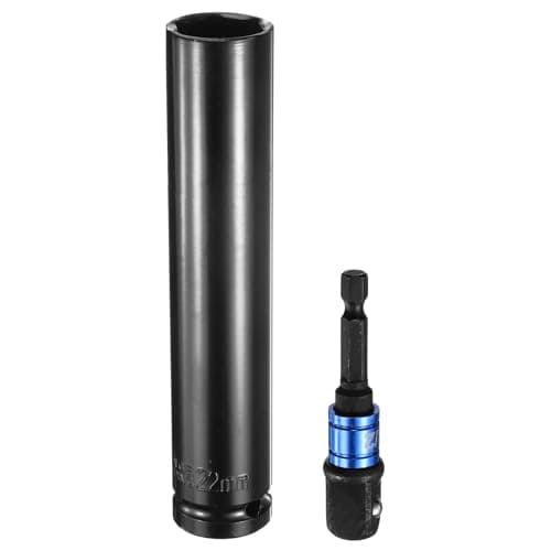 Image of Sourcing Map 22mm Metric 6-Point Impact Socket, 1/2" Drive, 6" Length with 1/4" Hex Shank Adapter, CR-V Steel Socket Adapter Accessory Tool Set Kit for Hex Bolt Nuts