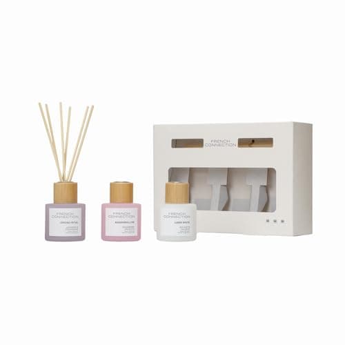 Image of French Connection Pastel Reed Diffuser Gift Set Trio 3 x 50G - Home Fragrance Diffusers with Reeds, Decorative Diffuser Sticks for Living Room, Bathroom Decor, Room Freshener, Home Accessories