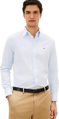 Image of Tommy Hilfiger Men's Flex Dobby Sf Shirt Mw0Mw29970, Blue, L