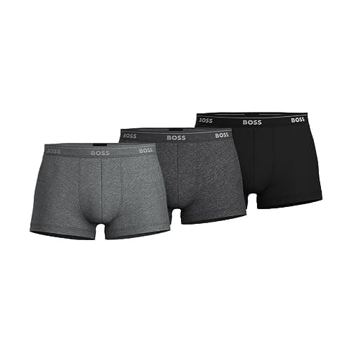 Image of Hugo Boss Men's 3-pack Cotton Trunk3 ?????3? ? ???3 ???????paquete De 3 BaÃƒºles De AlgodÃƒ³n.????? ?? ?????? ?????3er Trunks, New Grey/Charcoal/Black, M UK