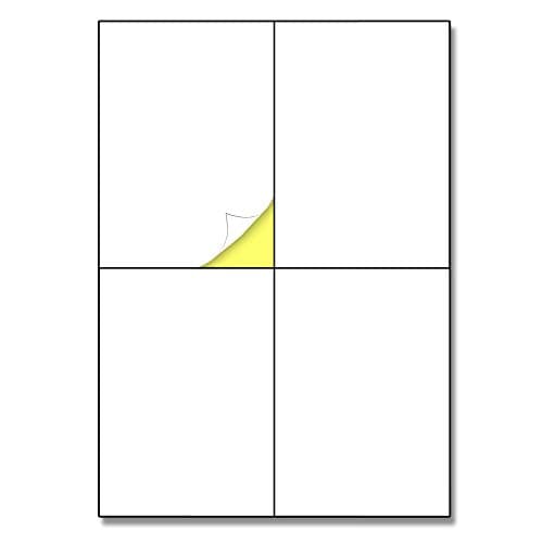 Image of 4 Per Sheet, 25 Sheets - A4 Adhesive Labels Stickers Labels Printable White, Laser & Inkjet Printable - 148.5 x 105mm