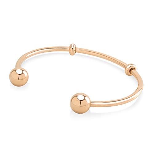 Image of 555Jewelry Stylish Stainless Steel Bracelet, Open Bangle Bracelet, Bead Open Cuff Bracelet, Open Cuff Bangle Beaded Bracelets for Men, Beaded Bracelets for Women & Ladies, Rose Gold