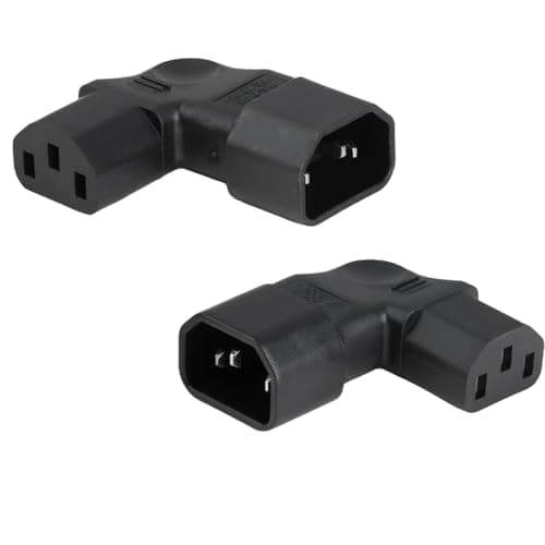 Image of Cateye 2PCS 90 Degree IEC 320 C14 Male to C13 Female Converter Adapter, Left & Right Angle Extension Connector Plug 10A 250V, for Monitor, Computer, PDU Chassis, Printer etc