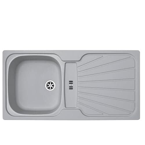Image of Liquida CMP5LG 1.0 Bowl Reversible Light Grey Kitchen Sink with Waste Kit