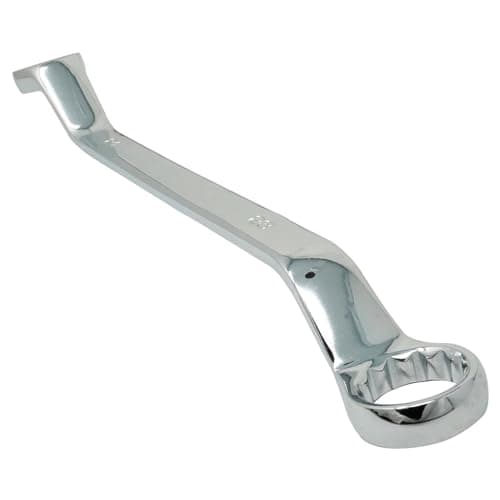 Image of Dapetz ® Offset Double Ring Spanner 21mm x 23mm Metric Ring Deep Bi-Hex Swan Neck Wrench Chrome Vanadium Steel Slim Profile Repairing Tool for Tight Narrow Spaces Silver