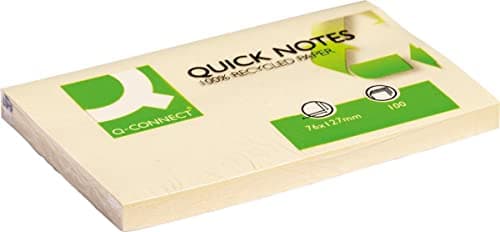Image of Q-Connect KF05610 Quick Note Sticky Notes Pad 76 mm x 127 mm Yellow