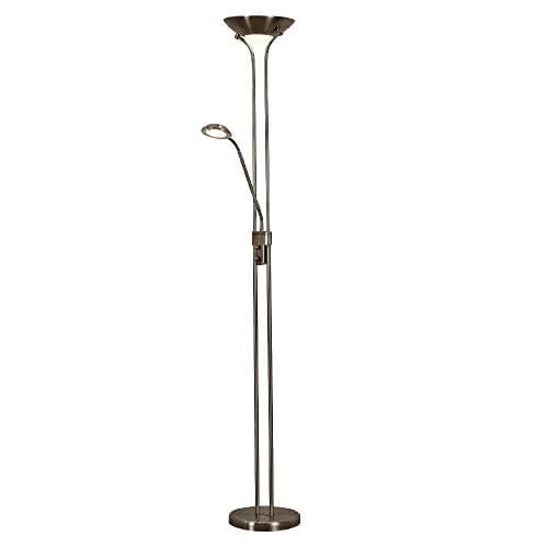 Image of Searchlight 5430AB LED Antique Brass Mother & Child Double Dimmer Floor Lamp | 18W Dimmable 1600 Lumen 3000k Warm White | Adjustable Reading Light | Car Air Freshener Promo