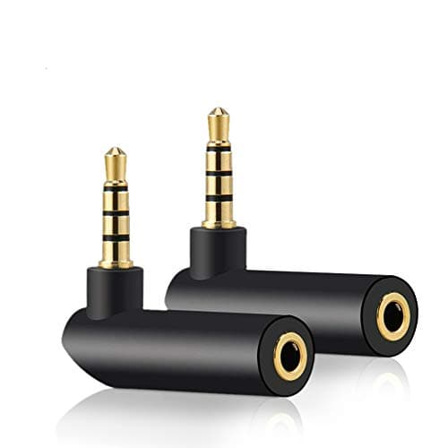 Image of 3.5mm Angle Male to Female Audio Adapter, 90 Degree Right Angle Gold-Plated TRS Stereo Jack Plug AUX Connector Compatible with Headset, Tablets, MP3 Players, Game Controller, Speakers(2 PACK)