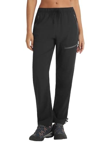Image of baleaf Womens Trousers Hiking Walking Water Resistant Lightweight Quick Dry Cargo Pants with Zip Pockets UPF 50+ UV Protection Black M