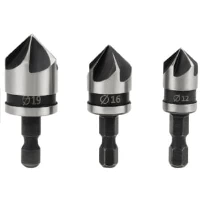 Image of US PRO 3pc Countersink Set 5 Flute 90 Degree Chamfer 7124