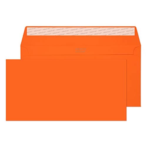 Image of Blake Creative Colour DL+ 114 x 229 mm 120 gsm Peel & Seal Wallet Envelopes (25205) Pumpkin Orange - Pack of 25