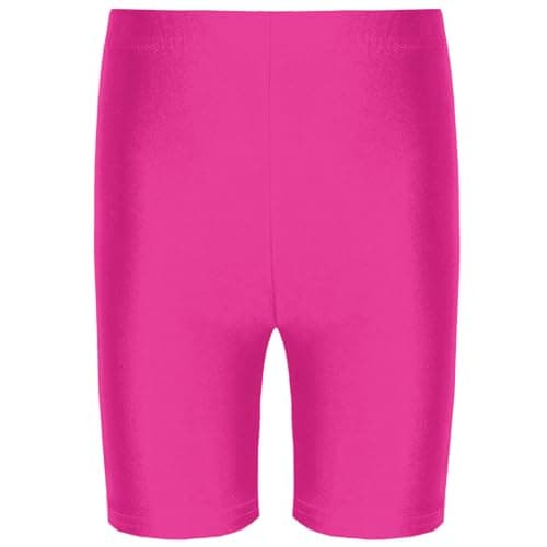Image of L S U Girls Kids Cycling Shorts Unisex Boys Girls Plain Sports Dance School P.E Gym Stretchable Breathable Summer Shorts (7-8 Years, Pink)