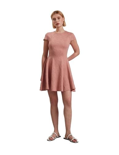 Image of Ted Baker London clodaa-Embroidered Ponte mini Skater, Dusky-Pink
