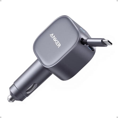 Image of Anker USB C Car Charger, 75W Max Ultra-Compact Type-C Fast Car Charger with Built-In Retractable USB-C Cable, Car Adapter for iPhone 17/16/15 Series, iPad, Galaxy, AirPods, and More