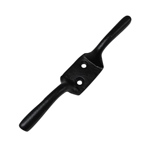 Image of Secure Fix Direct Black or Galvanised Cleat Hook 3" - 6" (Washing Line Blind Cord Tie Back Trailer Rope) (Black, 6")