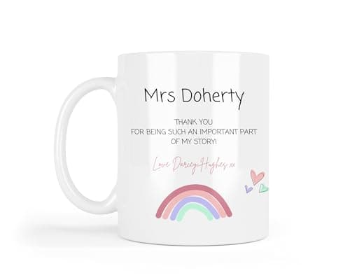 Image of UNIQUEPGIFTS Personalised Teacher Mug, Nursery Teacher Gift - Key Worker, Childminder, End of Year, First Day of School - 11 Oz White Ceramic Mug