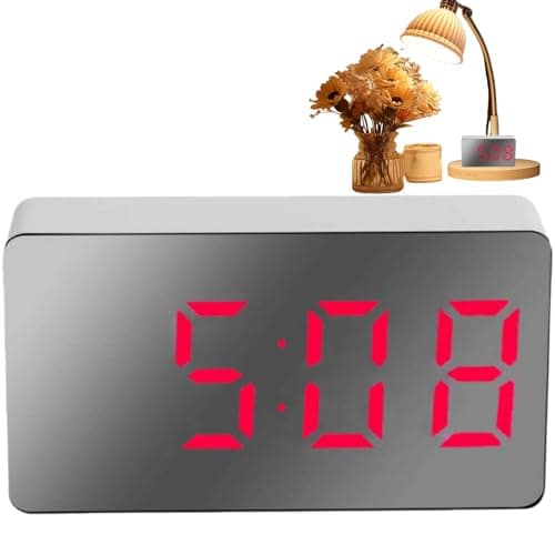 Image of NBOFOL LED Digital Alarm Clock(Red),Mini Led Display Alarm Clock with Date Time,Digital Alarm Clocks Bedside,Small LED Electric Desk Clock for Bedrooms,Travel Bedroom Alarm Clocks USB Powered