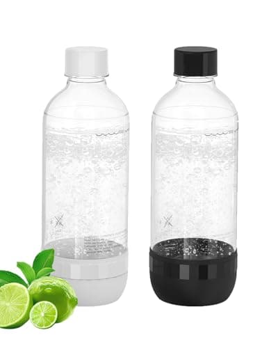 Image of OiDiPi Soda Maker Bottles, 1 Litre Reusable BPA Free Sparkling Water Bottles, Reusable Carbonating Bottles, Replacement Bottle for Soda Machine, 2 Pack, Black (1L) & White (1L)