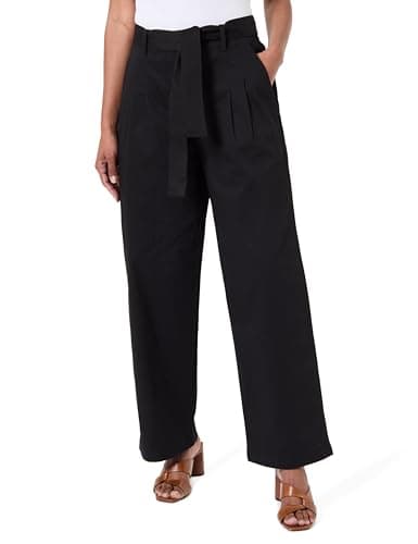 Image of Calvin Klein Jeans Women's Cotton Twill Belted Trouser LV044D639G Casual Pants, Black (Black), S