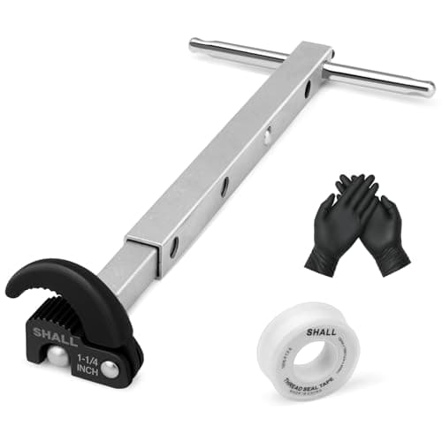 Image of Shall Telescoping Basin Wrench, Adjustable Sink Wrench with 10'' to 17'' Extendable Handle, Full Polished Tap Nut Spanner with 3/8'' to 1-1/4'' Jaw Capacity for Hard to Reach Spaces