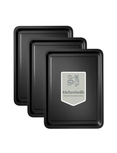 Image of 3-Pack - Essentials Baking Oven Sheet Set 32cm - Easy Cleaning Baking Tray/Pan, Non-Stick Tin, Multi-Pack Set Oven Trays - Dishwasher Safe and Easy Clean